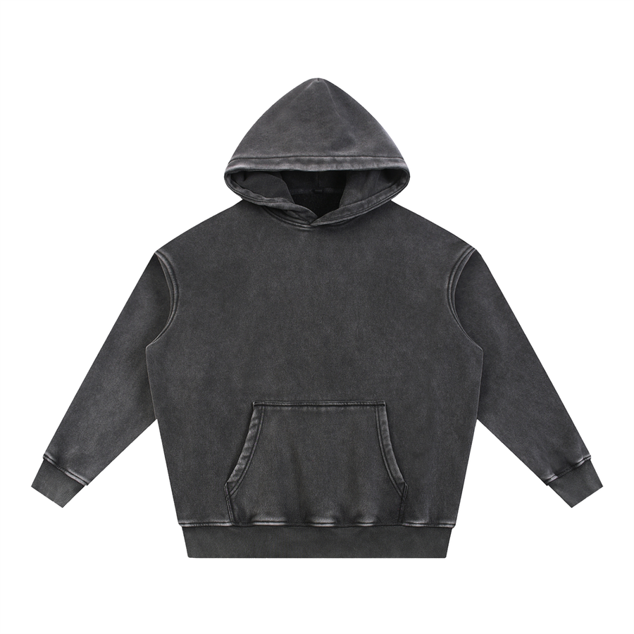 Why Did You Die  Washed Oversized Fit Snow Wash Fleece Oversize Hoodie